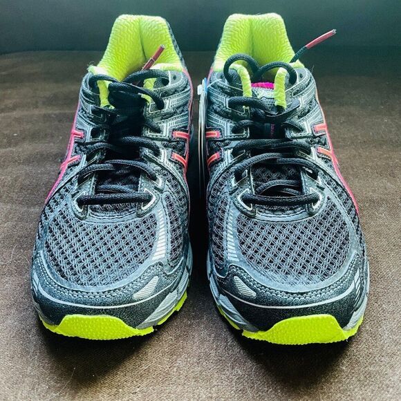 Asics Gel GT 2000 Running Trail Walking Women Shoe Sz 7 T2N6N Black Pink Lime - Picture 2 of 9